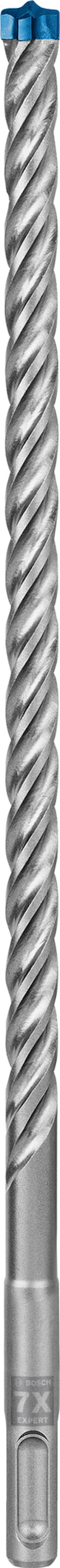 Spiralborr med blå spets och silverfärgat skaft för borrning i betong.