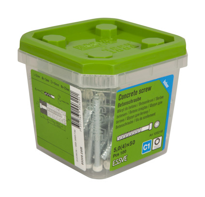 Förpackning med betongskruvar, märkt ESVE, 5,0x50 mm, C1, 100 st.