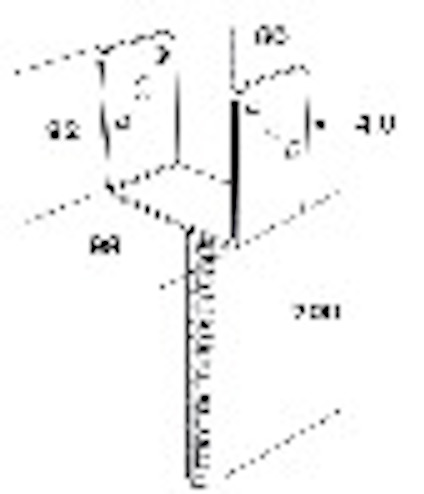 Metallbeslag med U-form, hål på sidorna och en 200 mm gängad stång. Mått: 60x92 mm, 4,0 mm tjocklek, 98 mm bredd.