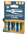 Förpackning med åtta AA 1.5V Alkaline X-Power-batterier från ANSMANN.