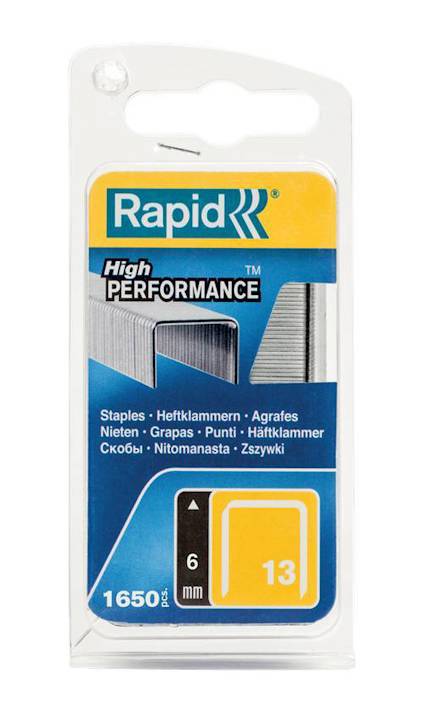 Förpackning med Rapid High Performance häftklamrar 6 mm, 1650 st, produktnummer 13.